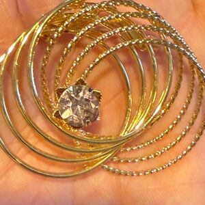 Vintage large flower pink zircon brooch, orchid brooch gold lapel pin vintage